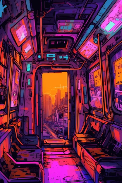 Véhicule Cyberpunk se déplaçant à grande vitesse Wallpaper