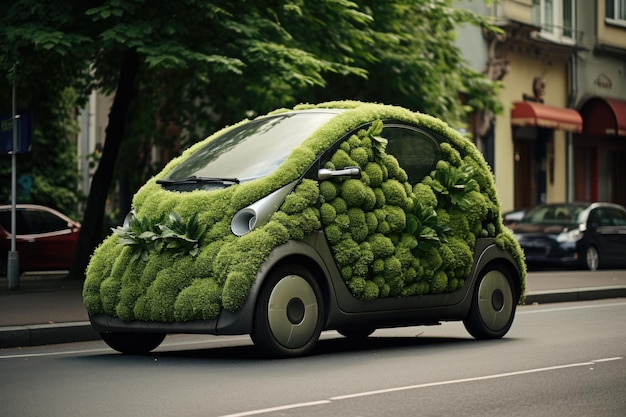 Un véhicule électrique roule en mode éco dans la rue