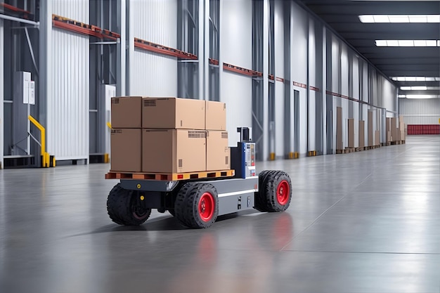Véhicule guidé automatisé dans la logistique d'entrepôt et le transport AI générative