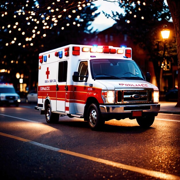 Photo véhicule d'intervention d'urgence d'ambulance pour transporter les victimes médicales à l'hôpital