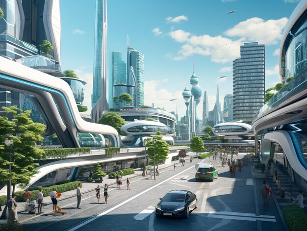 Les véhicules autonomes dans les villes intelligentes générés par l'IA