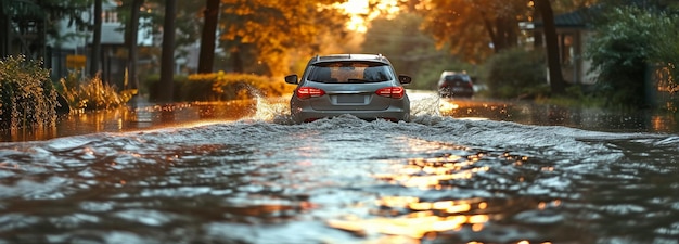 véhicules sur des routes inondées