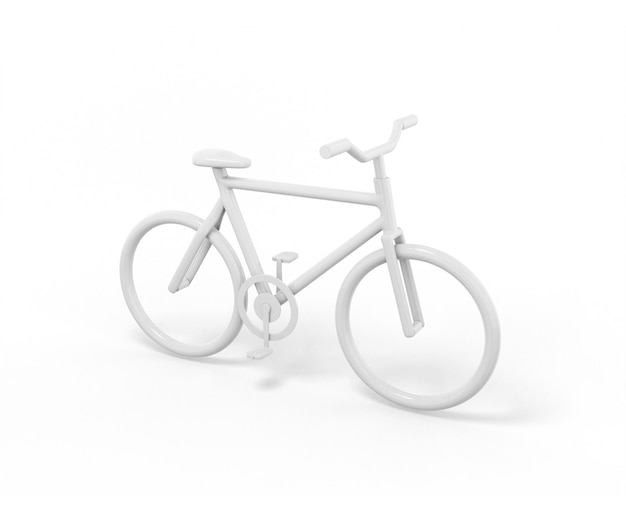 Vélo blanc sur fond blanc Objet de conception minimaliste icône de rendu 3d élément d'interface ui ux