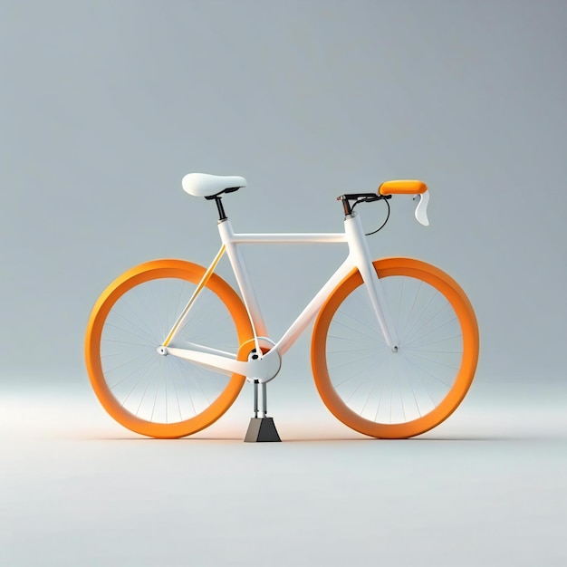 un vélo blanc avec des jantes orange et un guidon blanc.