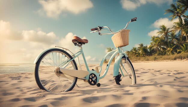 un vélo bleu avec un panier sur le devant et le guidon sur le devant