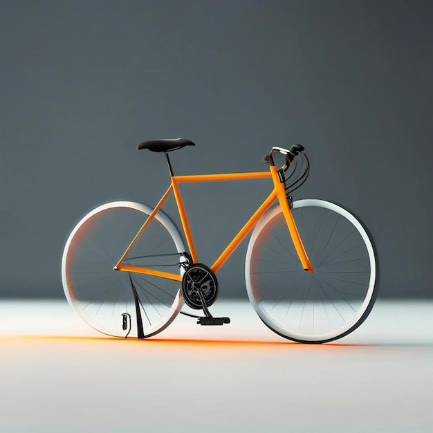 un vélo avec un cadre orange vif est représenté avec le mot " vélo " sur le devant.