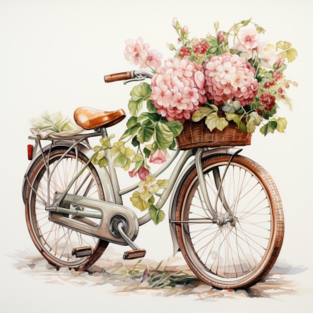 Un vélo coloré avec des fleurs dessus