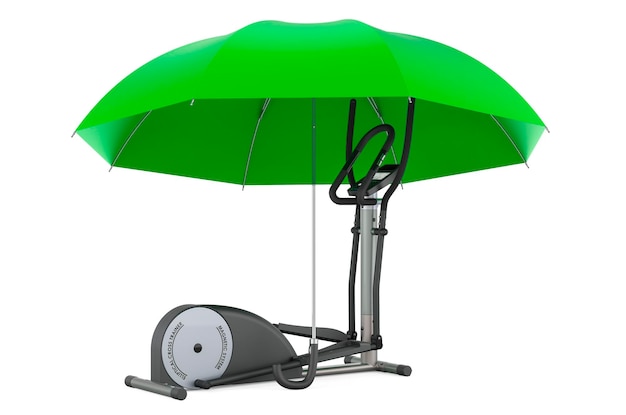 Vélo elliptique sous parapluie rendu 3D