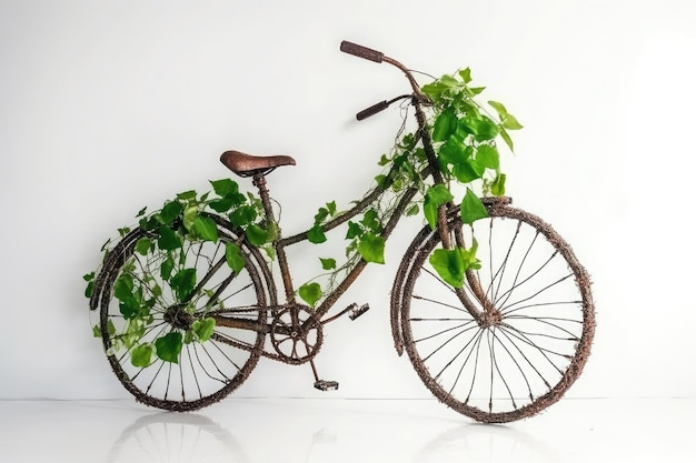 Vélo fait de plantes vertes naturelles Transport écologique AI générative