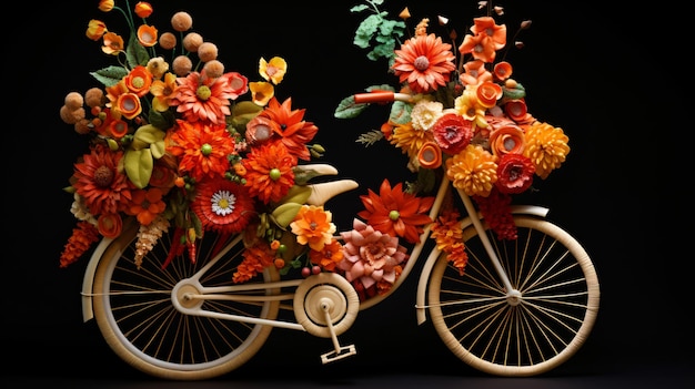 Vélo avec des fleurs