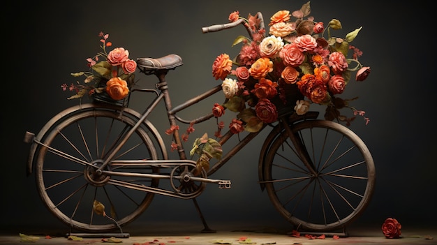 Vélo avec des fleurs