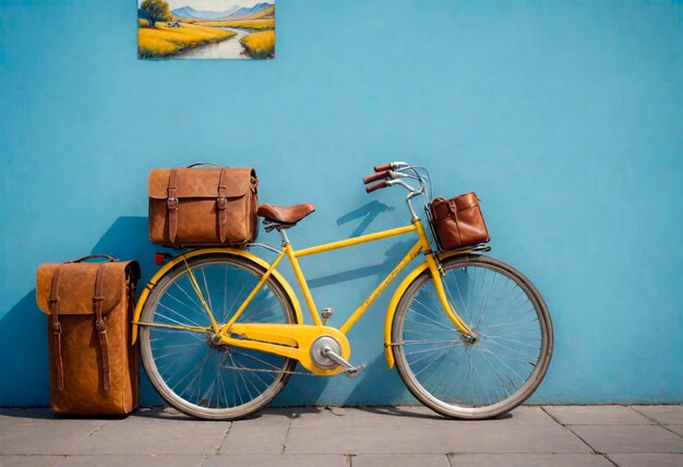 un vélo jaune avec un sac à l'avant