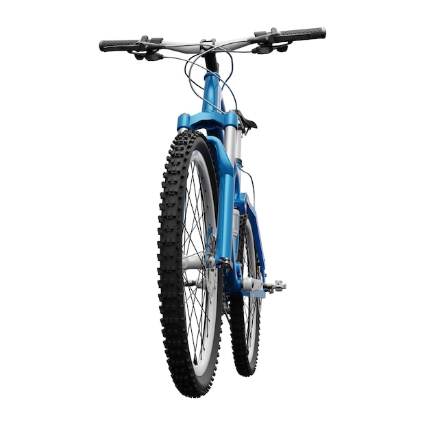 Vélo de montagne bleu sur un fond blanc isolé rendu 3d