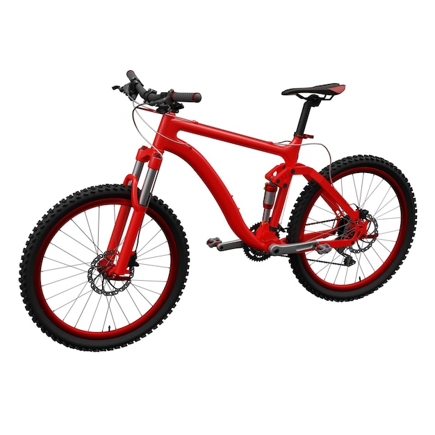 Vélo de montagne rouge sur un fond blanc isolé rendu 3d