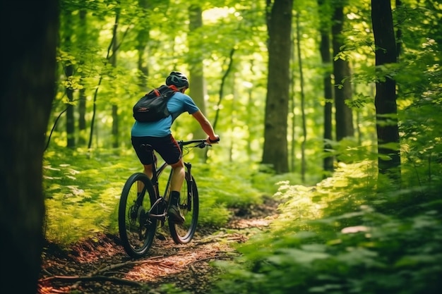 Vélo de montagne sur le sentier dans la verdure AI générative