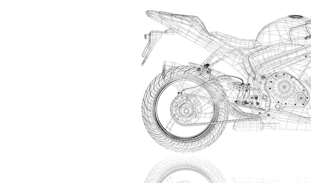 Vélo, moto, structure de carrosserie modèle 3D, modèle filaire