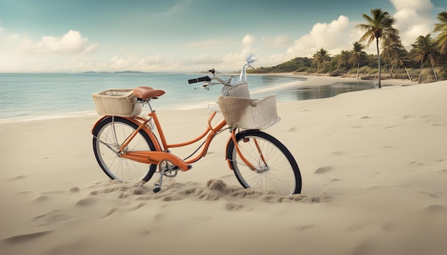 Photo un vélo avec un panier sur le devant et le mot non dessus