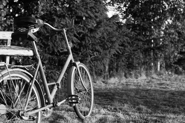 Vélo photo monochrome sur une nature rurale