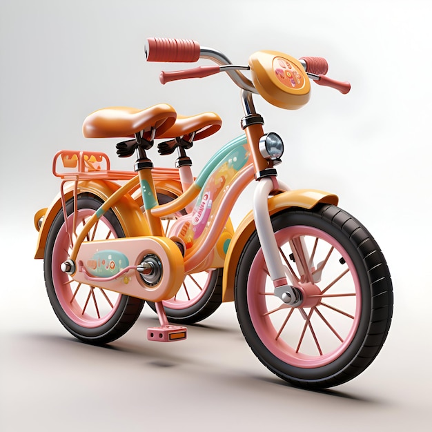 Vélo pour enfants sur fond blanc illustration 3D haute résolution