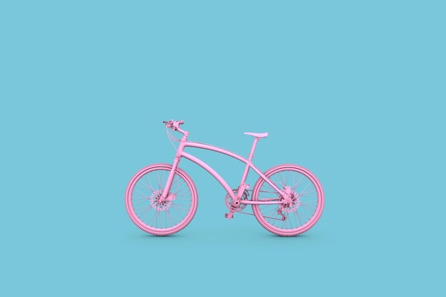 Vélo Rose 3D Sur Fond Turquoise