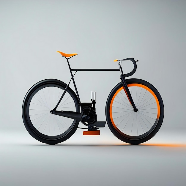 un vélo avec des roues orange et une jante noire.