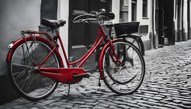 un vélo rouge avec un panier à l'avant