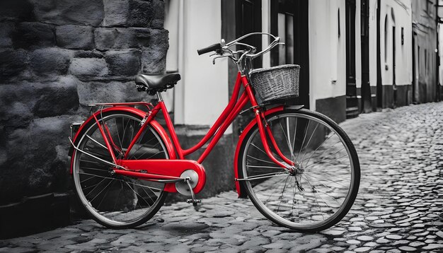 un vélo rouge avec un panier à l'avant