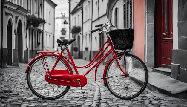 un vélo rouge avec un panier à l'avant