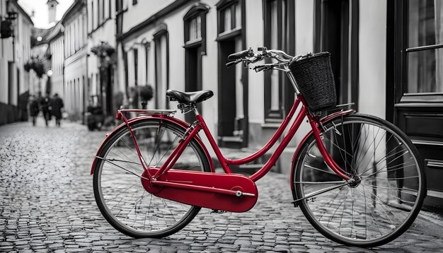 un vélo rouge avec un panier à l'avant