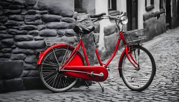 un vélo rouge avec un panier à l'avant