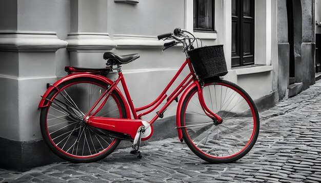 Photo un vélo rouge avec un panier à l'avant