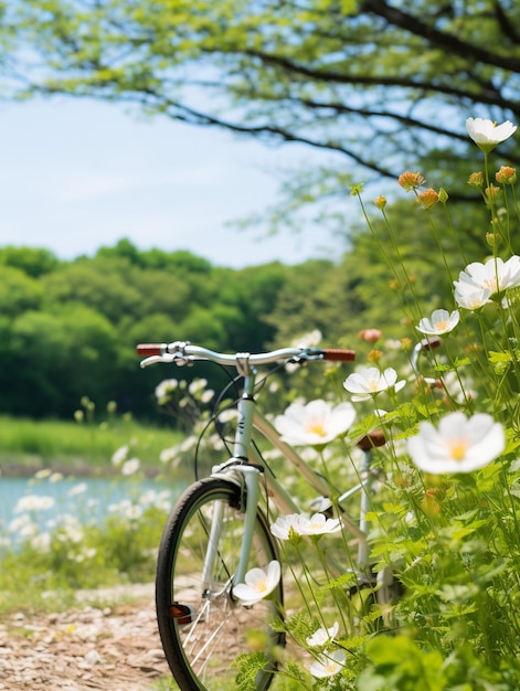 Photo vélo sur la route dans la forêt