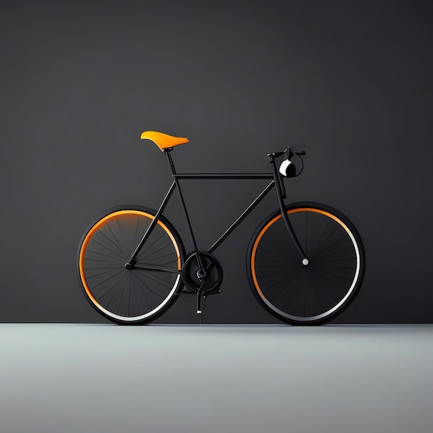 un vélo avec une selle orange et le mot " le mot " sur le devant.