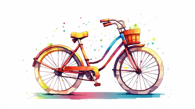 Un vélo simple closeup couleurs vives dessin animé art fond blanc ai générative