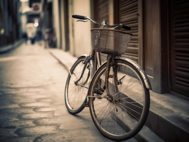 Vélo vintage dans la rue de la vieille ville