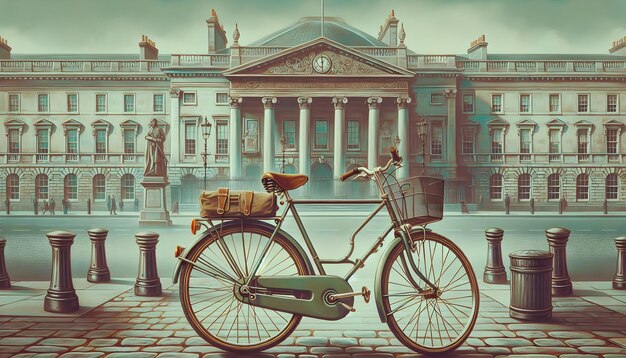 Photo un vélo vintage reposant devant l'architecture emblématique capturant l'everyd