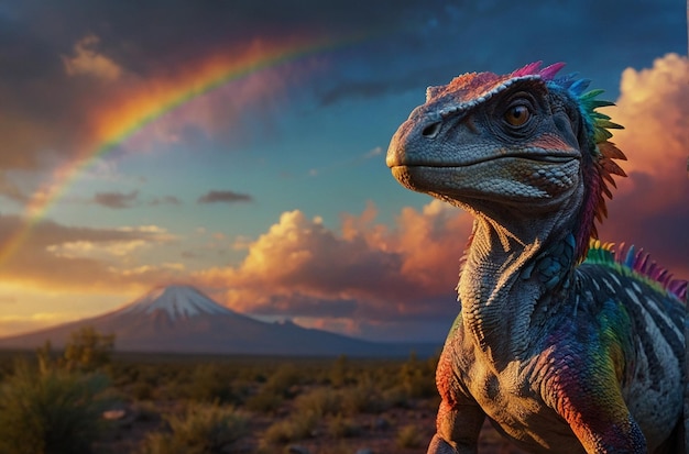 Velociraptor Pack avec le ciel arc-en-ciel