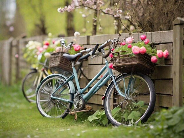 Des vélos appuyés contre une clôture dans un sp