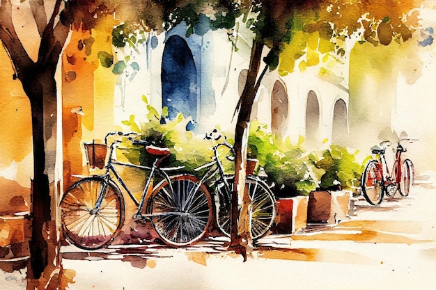 Vélos aquarelle art