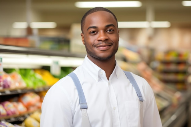 Photo vendeur ou employé d'un supermarché