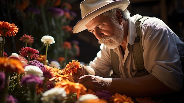 vendeur de fleurs fond d'écran HD 8K Image photographique