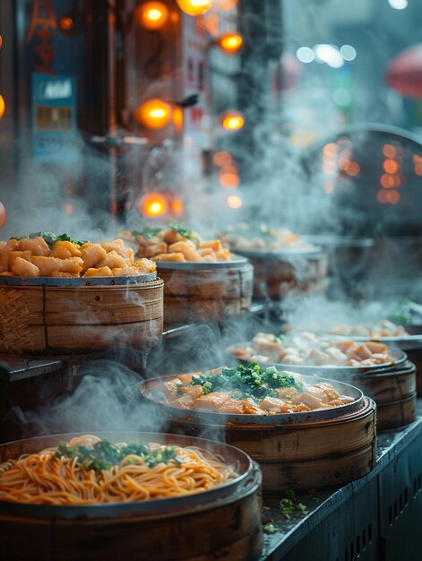 Photo un vendeur de nourriture de rue sert de la culture dans l'industrie de la cuisine rapide