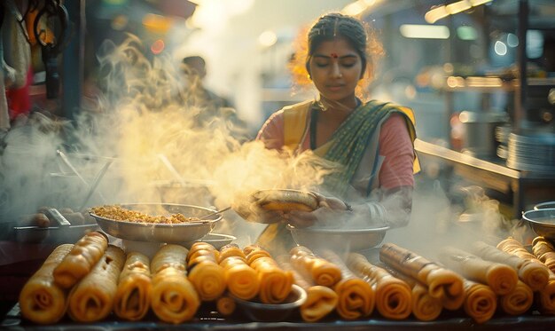 Vendeur de rue qui vend des dosas