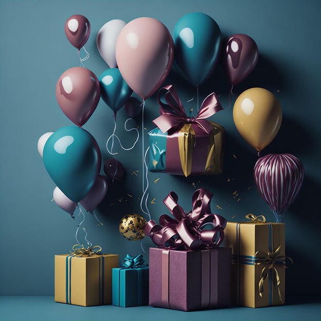 Vendredi noir achat avec des ballons et des boîtes cadeaux