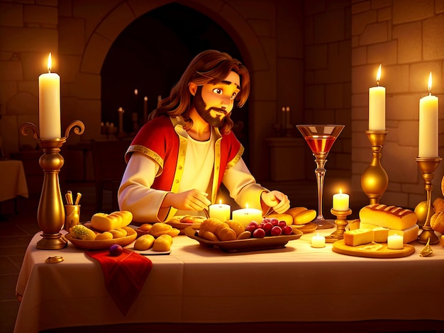 Événement clé dans la vie de Jésus-Christ Jésus-Christ est assis sur une chaise Candlelight