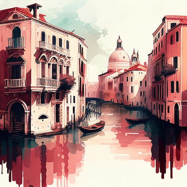 Venise à l'aquarelle par Generative AI