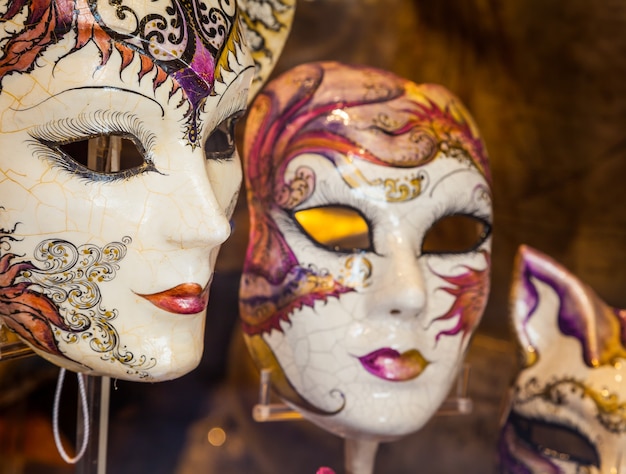 Venise, Italie. Détail d'un masque vénitien original et traditionnel.