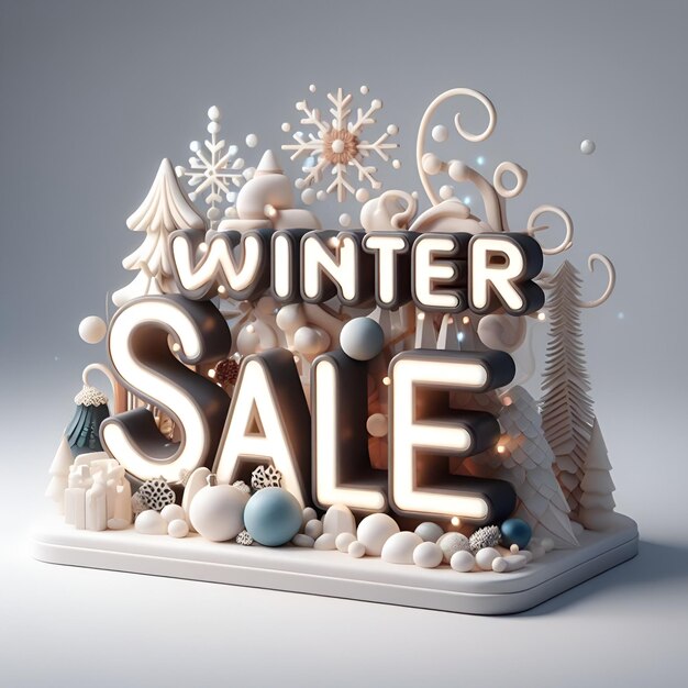 Vente d'hiver arrière-plan promo 3D