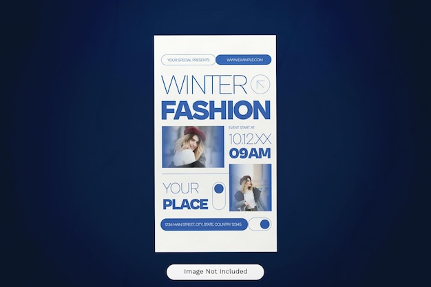 Vente de mode d'hiver utilitaire bleu blanc sur les réseaux sociaux