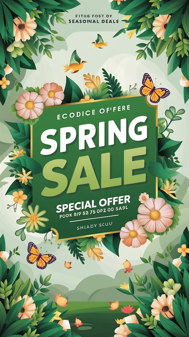 Photo vente de printemps bannière écologique décoration de la nature affiche promotionnelle d'offre spéciale